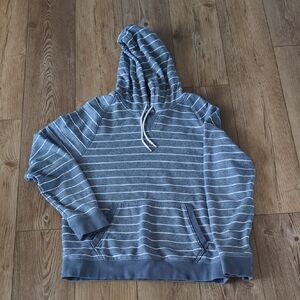 Lands' End Gray and White Striped Hoodie
